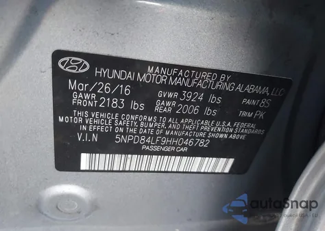 2017 Hyundai Elantra Se from USA, damaged, VIN 5NPD84LF9HH046782